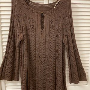 Talbots pointelle eyelet sweater. Beautiful detailed neckline and bell sleeves.